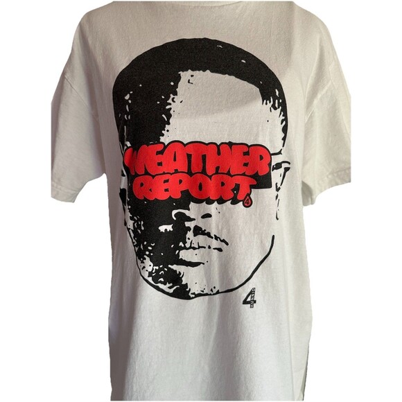 4Hunnid YG Men Sz M Graphic T-Shirt White Tee Man Face Weather Report Limited Ed - Picture 2 of 5